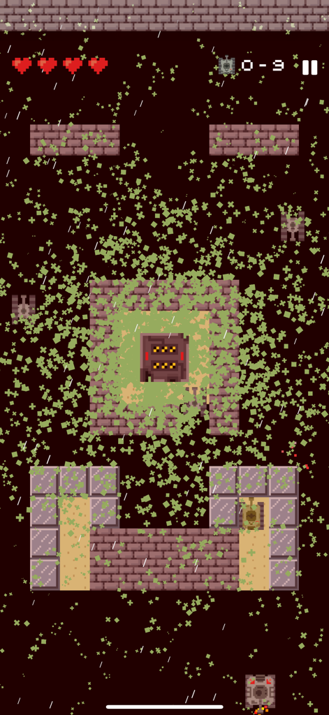 Tank - Armored Warfare - Visão de cima de um tanque em pixel art defendendo um reator central de inimigos