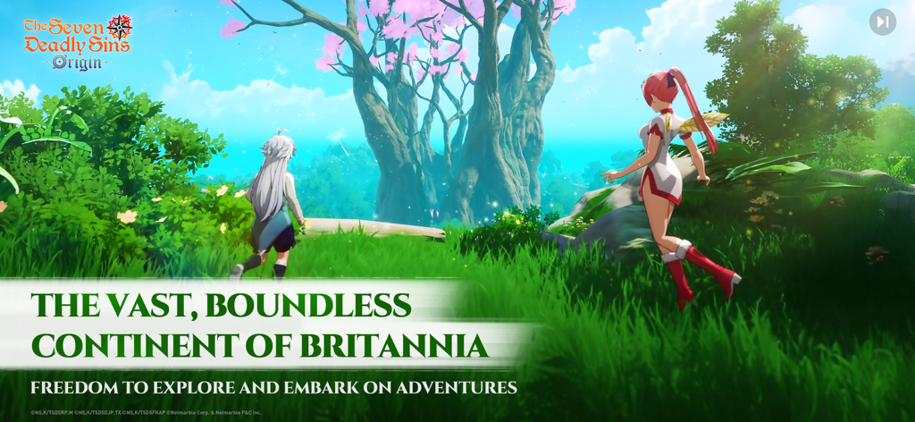 The Seven Deadly Sins: Origin - Anime characters exploring the lush green landscapes of the continent of Britannia in The Seven Deadly Sins Origin
