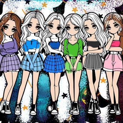 a group of girls realistic