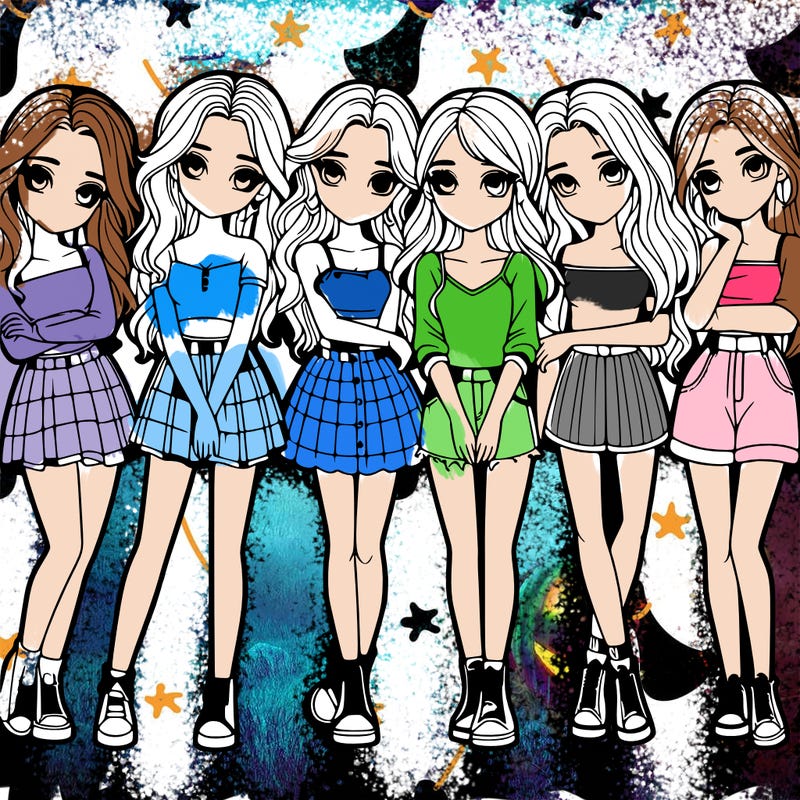 a group of girls realistic