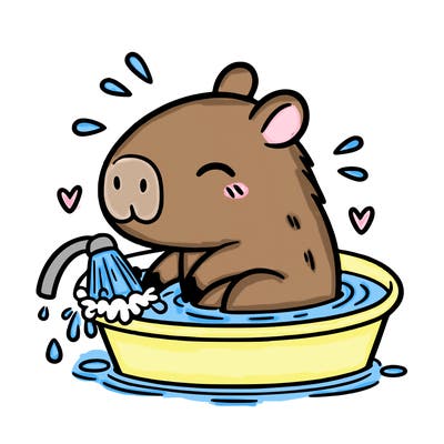 capybara taking a bath