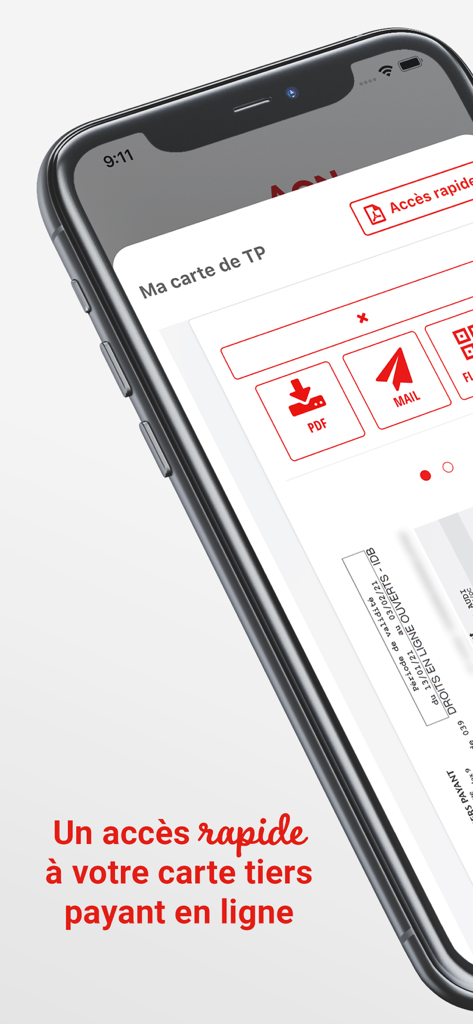 Digital health insurance card interface on the MySanté by Aon mobile app