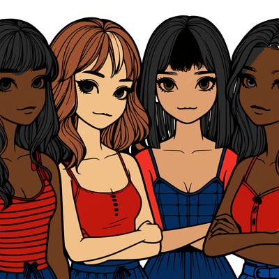 four realistic girls