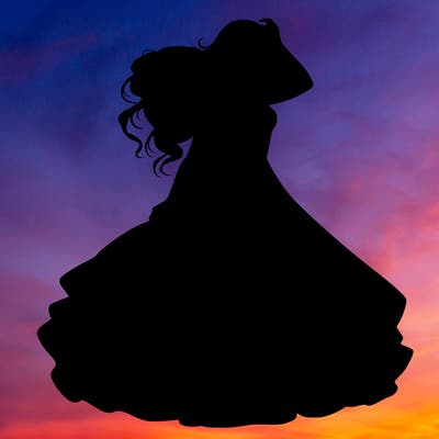 realistic woman with dress flowing in the wind