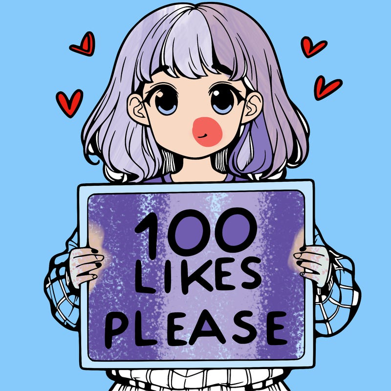 a girl holding a sign saying 100 likes please