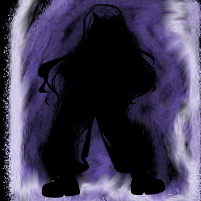 girl in baggy pants crop top and long hair