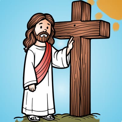 jesus standing beside the cross