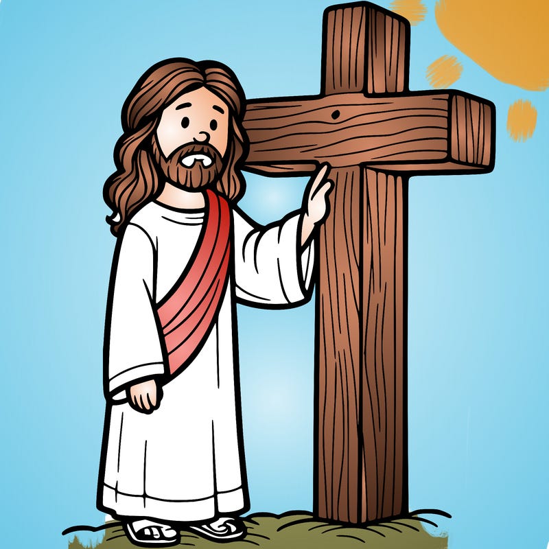 jesus standing beside the cross