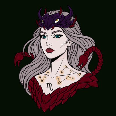 zodiac godess scorpio head to shoulders