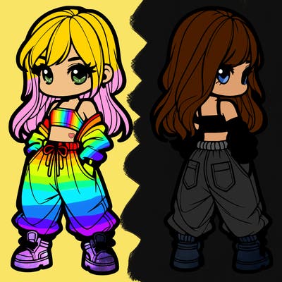 girl in crop top and baggy pants