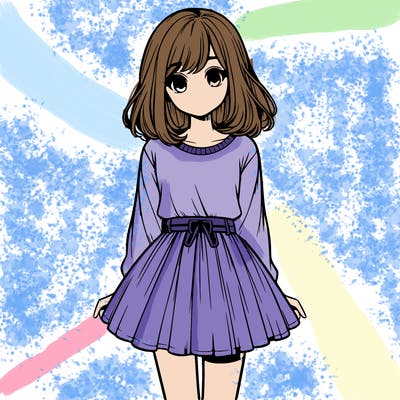 realistic girl with a skirt on