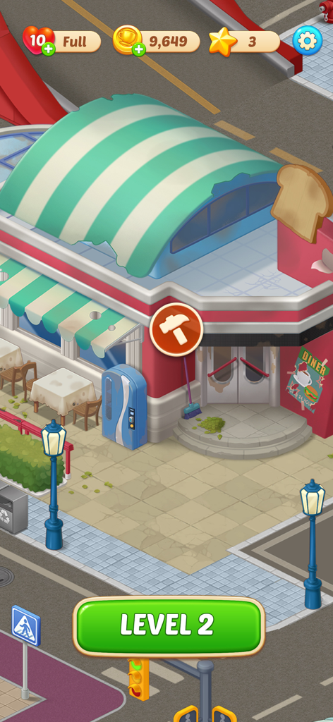 Happy Match Cafe™ - Pantalla de renovación de Happy Match Cafe diner