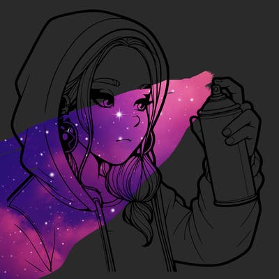 a realistic girl, spray painting