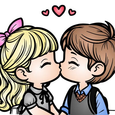 boy and girl kissing