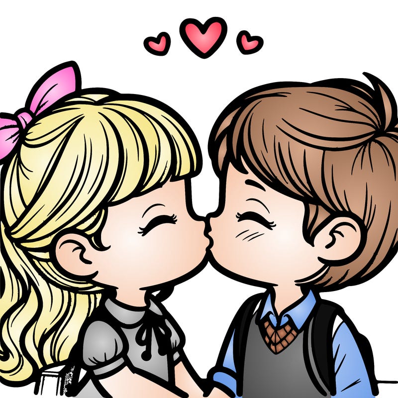 boy and girl kissing