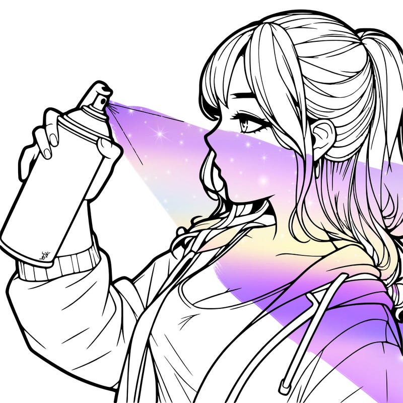 a realistic girl spray, painting