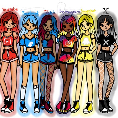 a group of girls wearing crop tops and shorts