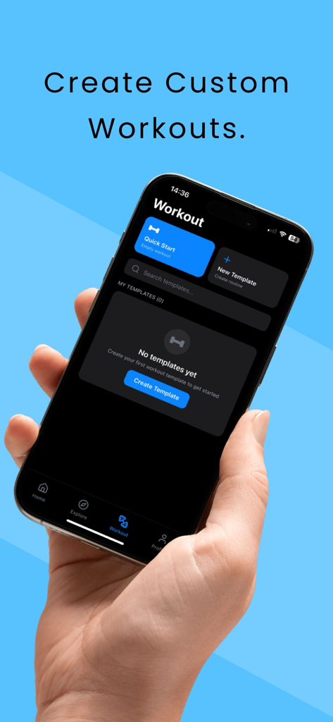 Repzy – Gym Workout Tracker - Repzy app interface on iPhone showing the workout template creation screen.