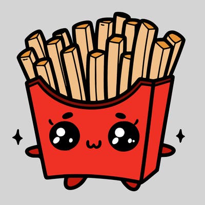 a cute. french fries