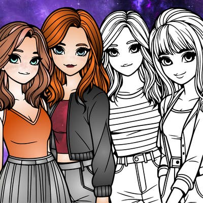 a group of girls realistic