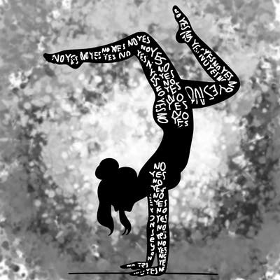 a woman doing a handstand