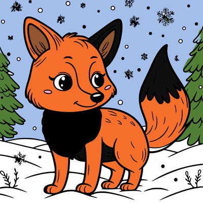 a fox in the snow