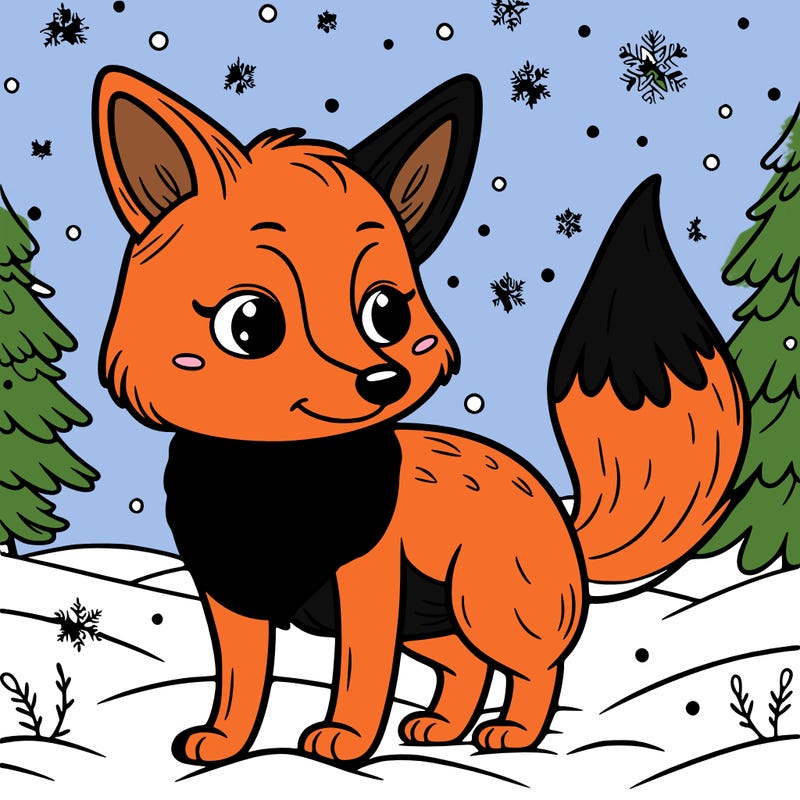 a fox in the snow