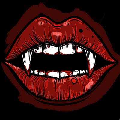 lips with vampire teeth