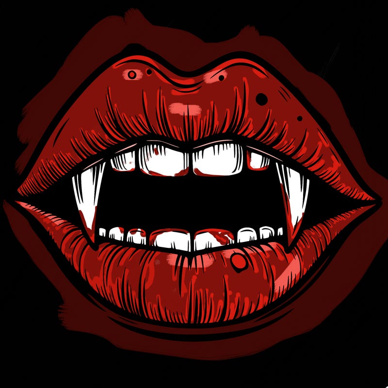 lips with vampire teeth