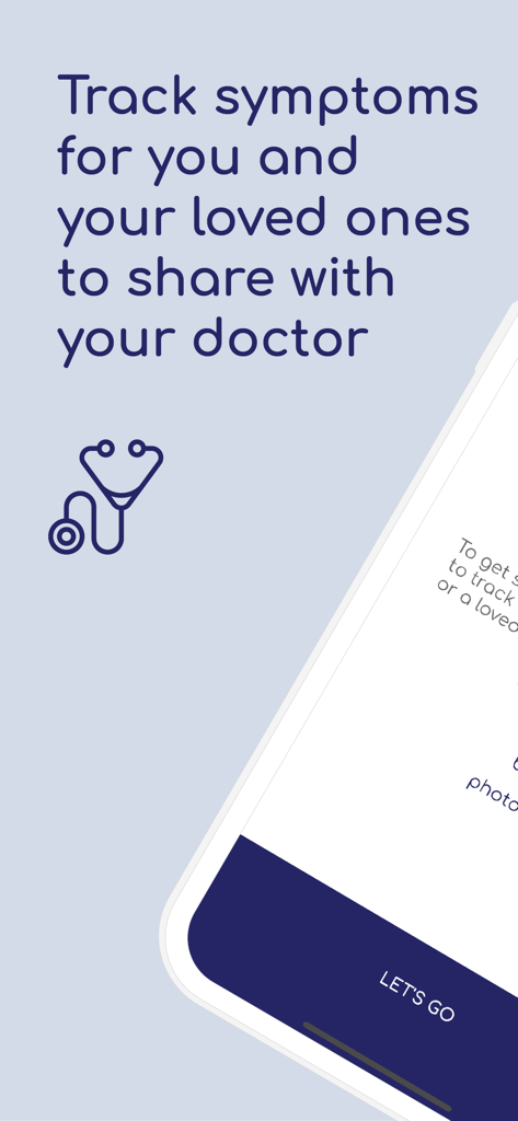 Talli Health app welcome screen explaining symptom tracking for families to share with doctors