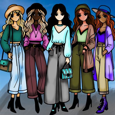 group of fashion girls