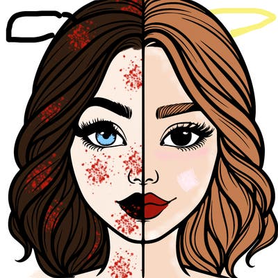 realistic girl split half