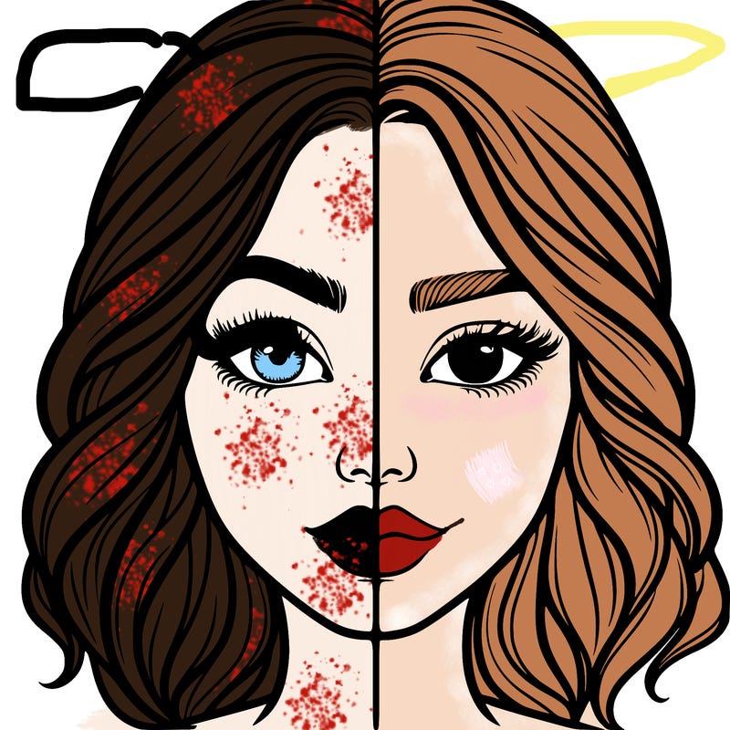 realistic girl split half