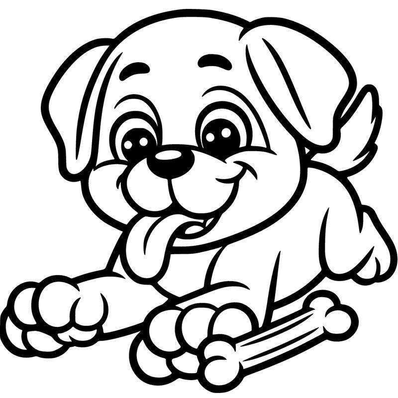 a dog playing with a bone