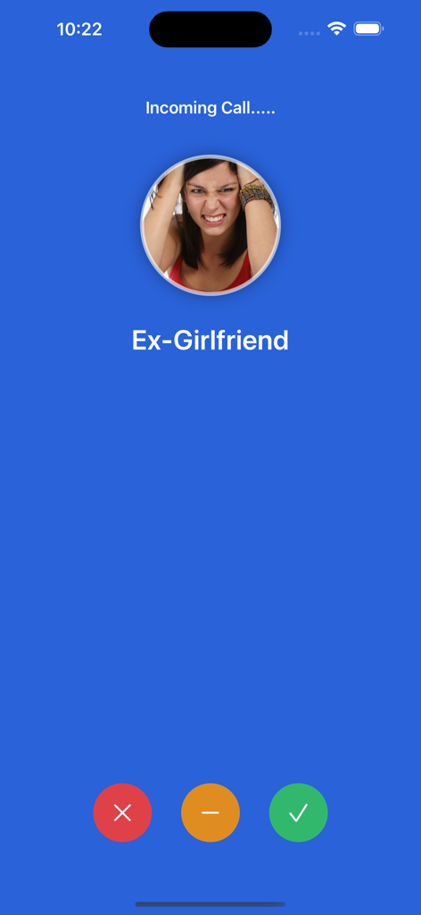 Who's Calling Prank Phone Call - Una pantalla de llamada entrante falsa realista de una exnovia para llamadas de broma.