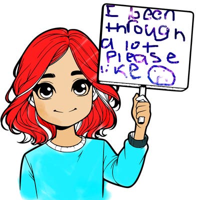 realistic girl holding up a sign