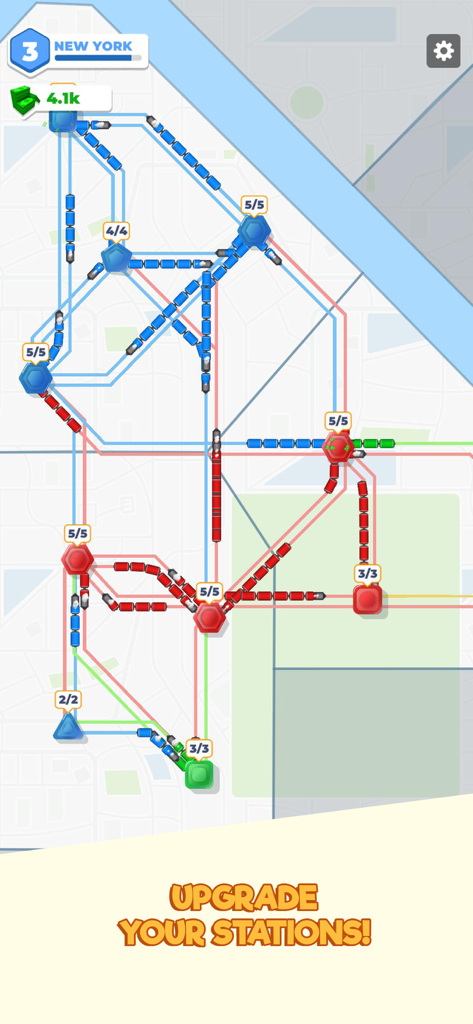 Metro Connect: Train Simulator - Subway network map in New York City with colorful train lines and stations in Metro Connect Train Simulator