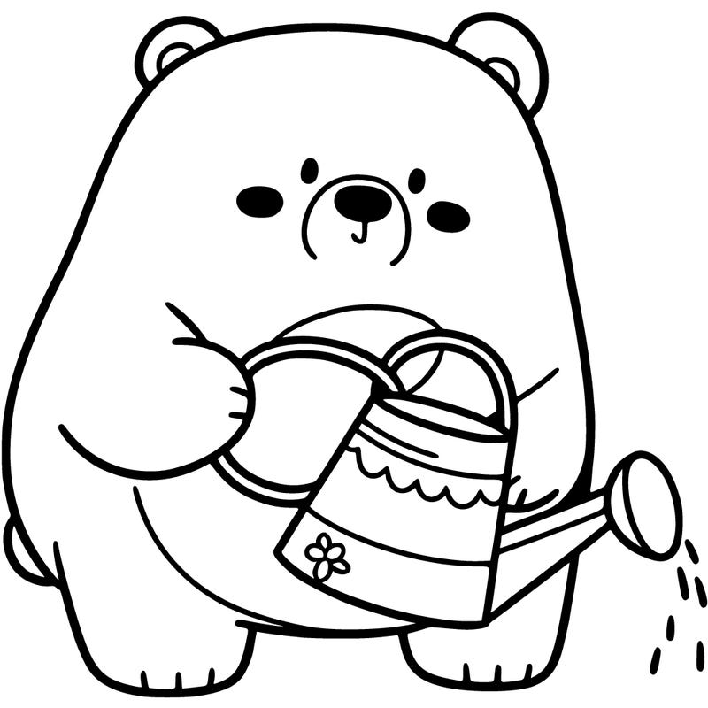 bear holding a watering can