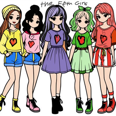 a group of five girls