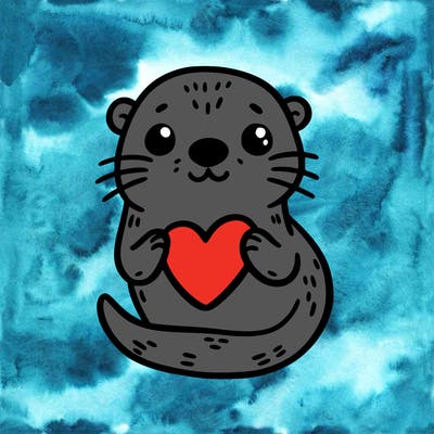 otter with a heart