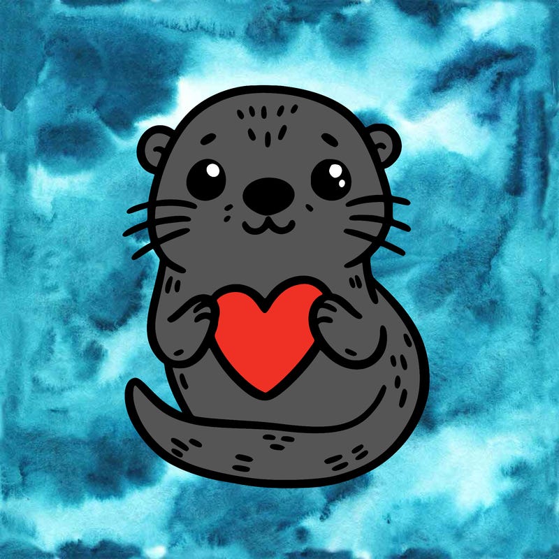otter with a heart