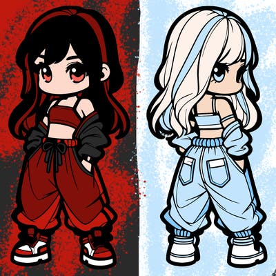 girl in crop top and baggy pants