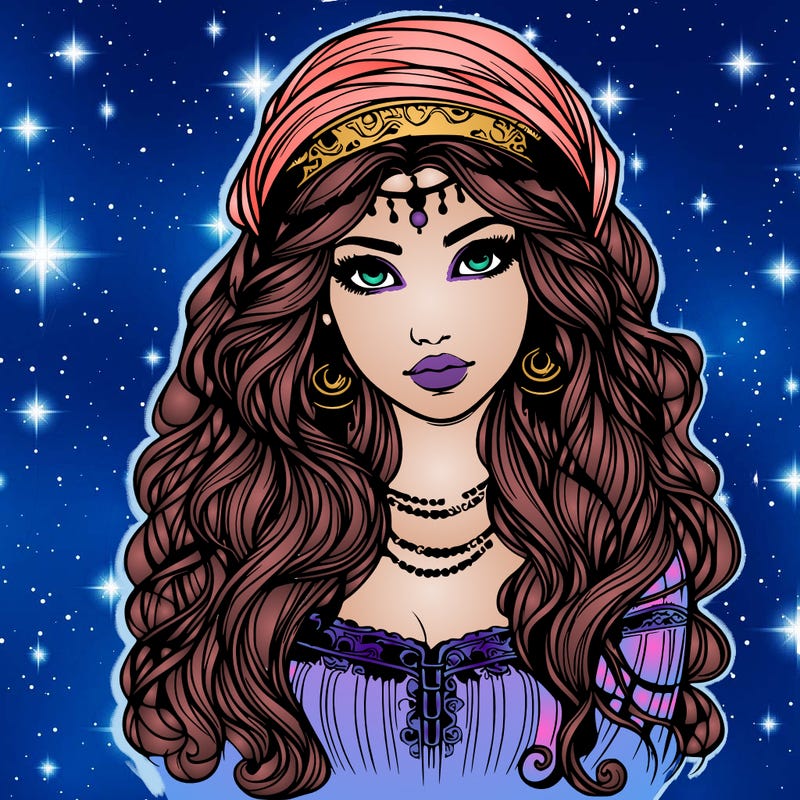 realistic beautiful mysterious gypsy girl