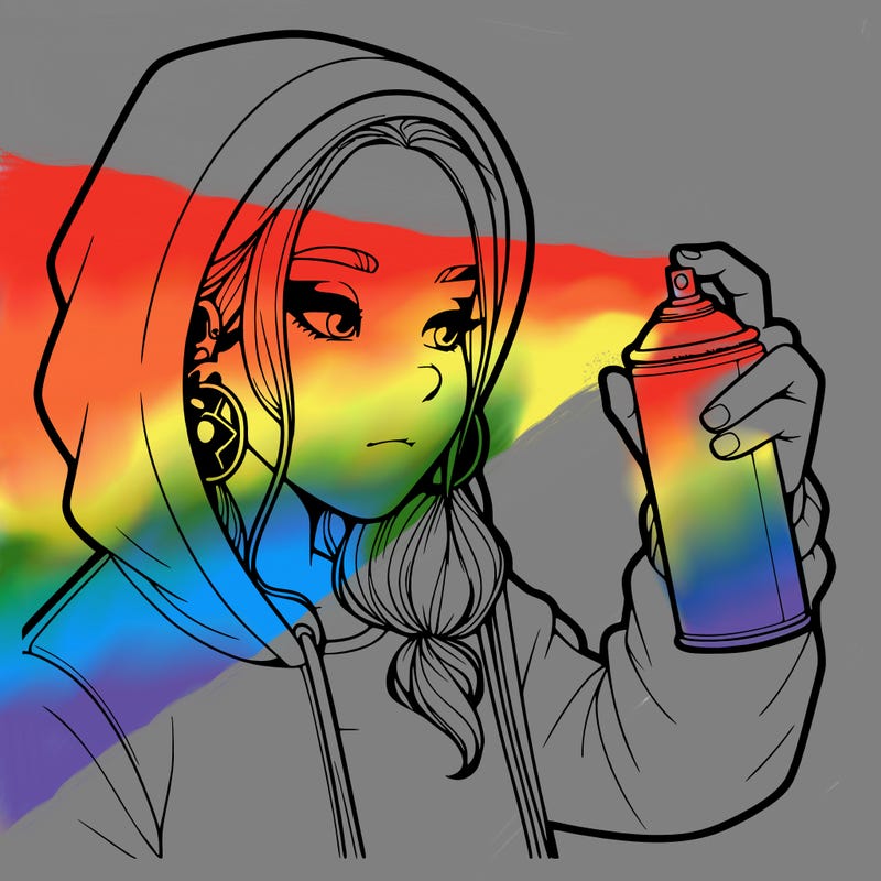 a realistic girl, spray painting