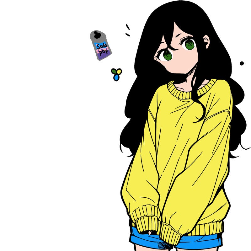 manga teen girl  in a sweater and baggy pants