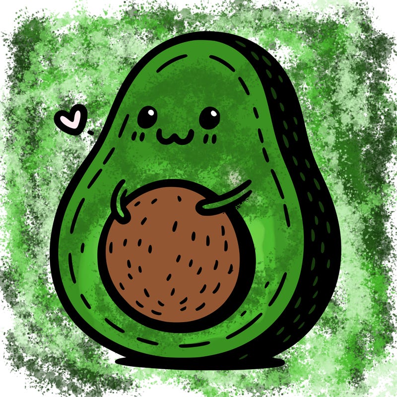 an avocado hugging an avocado