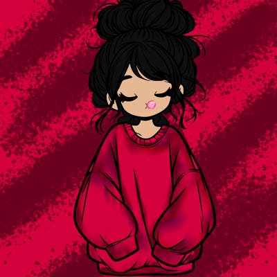 girl with baggy sweatshirt and messy bun