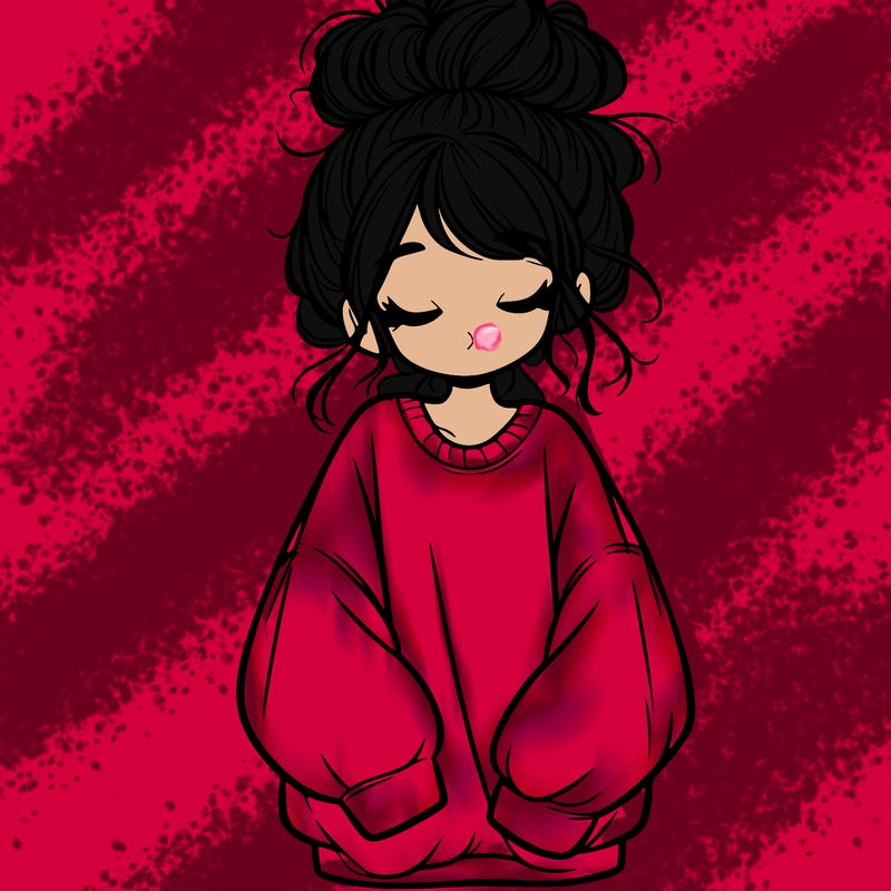 girl with baggy sweatshirt and messy bun