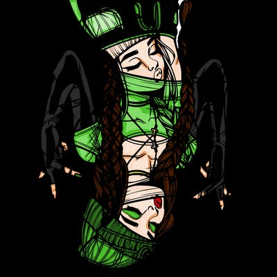 realistic teenage girl with braids and a beanie and crop top doing 🫶🏼