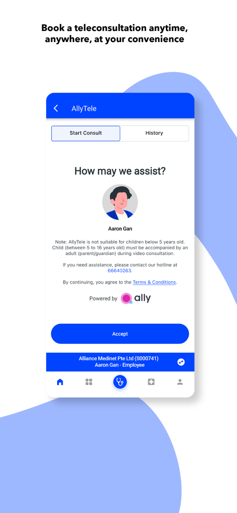 Pantalla de teleconsulta de Cigna Care Connect